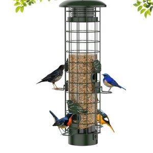 Durable Green Metal Squirrel-Proof hanging Bird Feeder - Weight Activated, NWOT